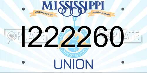 I222260 Mississippi License Plate