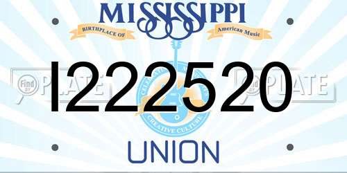 I222520 Mississippi License Plate