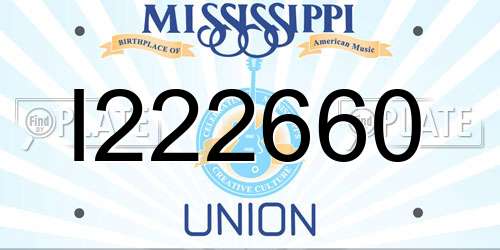 I222660 Mississippi License Plate