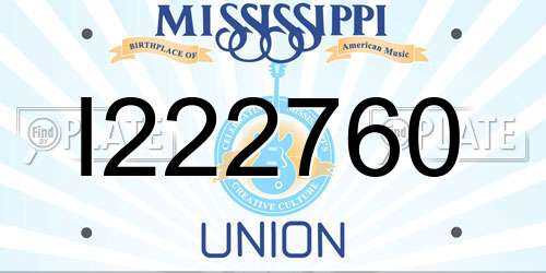 I222760 Mississippi License Plate