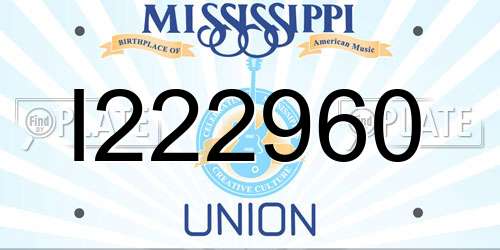 I222960 Mississippi License Plate