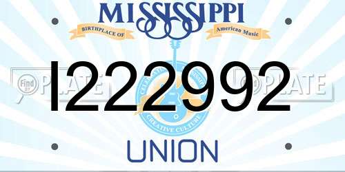 I222992 Mississippi License Plate