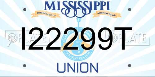 I22299T Mississippi License Plate
