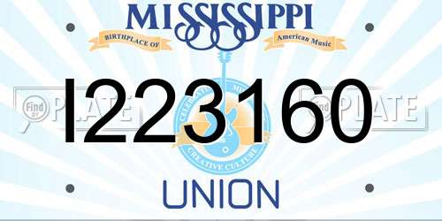 I223160 Mississippi License Plate
