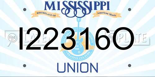 I22316O Mississippi License Plate