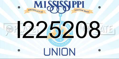I225208 Mississippi License Plate