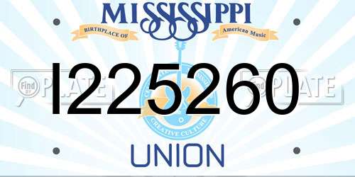 I225260 Mississippi License Plate