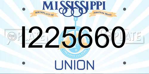 I225660 Mississippi License Plate