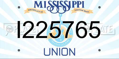 I225765 Mississippi License Plate