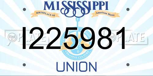 I225981 Mississippi License Plate