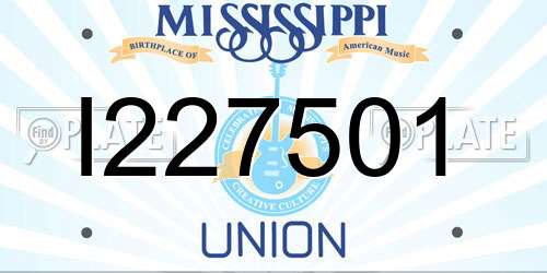 I227501 Mississippi License Plate