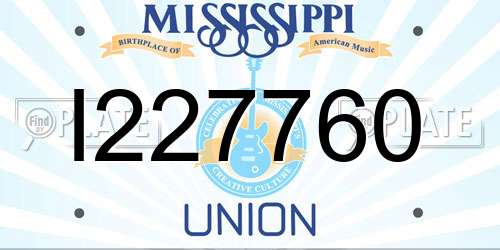 I227760 Mississippi License Plate