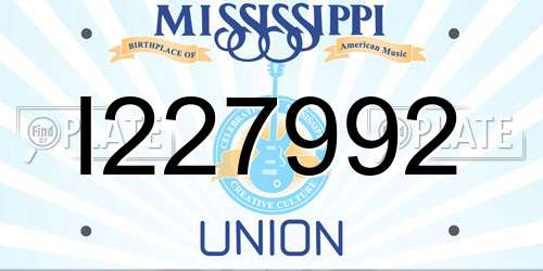 I227992 Mississippi License Plate