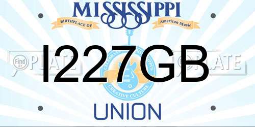I227GB Mississippi License Plate