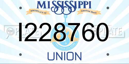 I228760 Mississippi License Plate