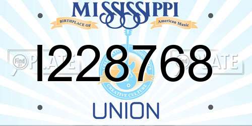 I228768 Mississippi License Plate