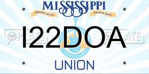 I22DOA Mississippi License Plate