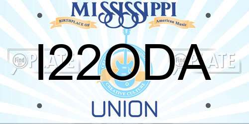 I22ODA Mississippi License Plate