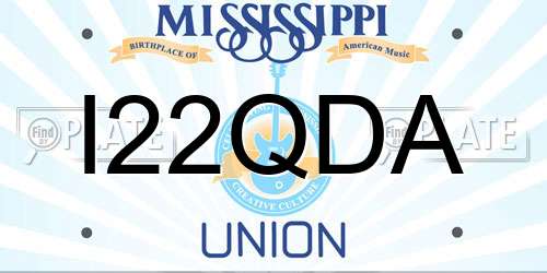 I22QDA Mississippi License Plate