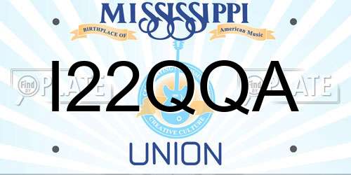 I22QQA Mississippi License Plate