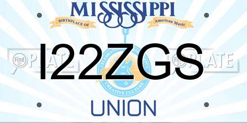 I22ZGS Mississippi License Plate