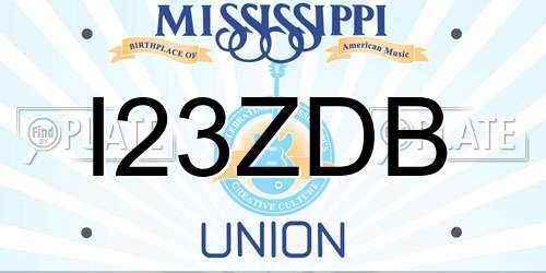 I23ZDB Mississippi License Plate