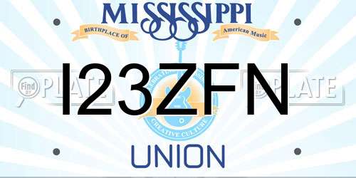 I23ZFN Mississippi License Plate