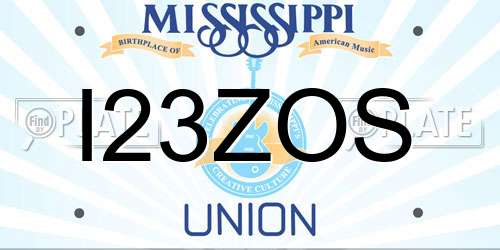 I23ZOS Mississippi License Plate