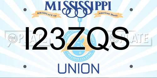 I23ZQS Mississippi License Plate