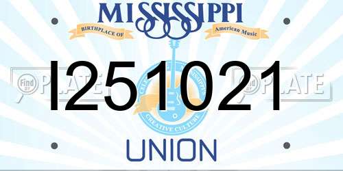 I251021 Mississippi License Plate