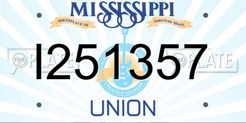 I251357 Mississippi License Plate