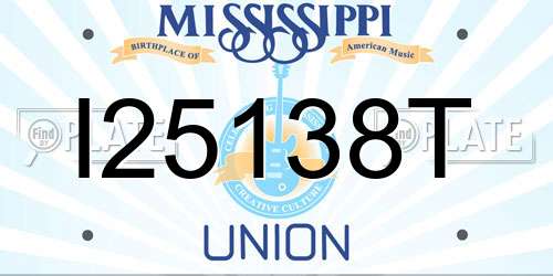 I25138T Mississippi License Plate