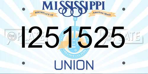 I251525 Mississippi License Plate