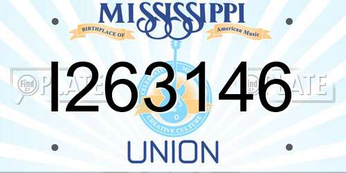 I263146 Mississippi License Plate