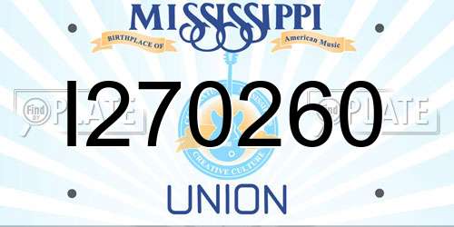 I270260 Mississippi License Plate