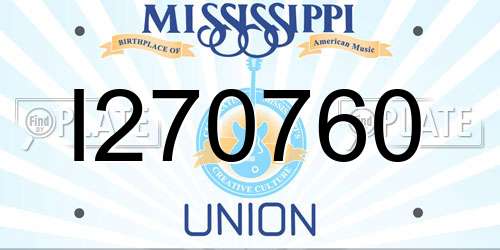 I270760 Mississippi License Plate