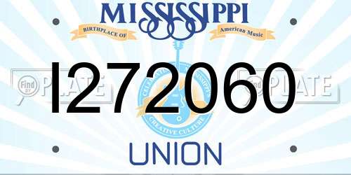 I272060 Mississippi License Plate