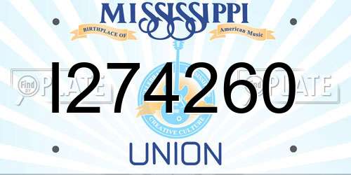 I274260 Mississippi License Plate