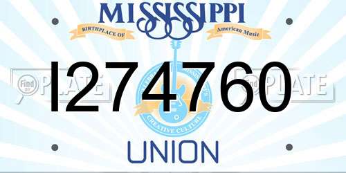 I274760 Mississippi License Plate