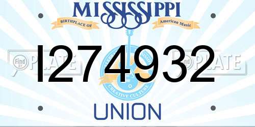 I274932 Mississippi License Plate