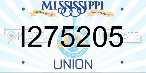 I275205 Mississippi License Plate