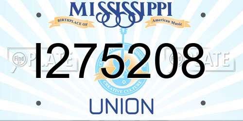 I275208 Mississippi License Plate