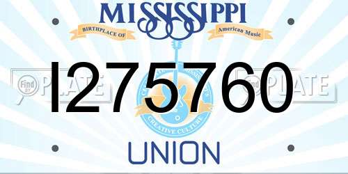 I275760 Mississippi License Plate