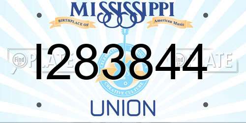 I283844 Mississippi License Plate