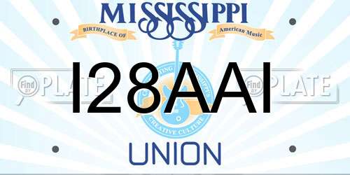 I28AAI Mississippi License Plate