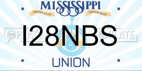 I28NBS Mississippi License Plate