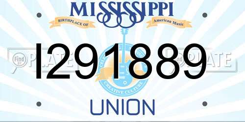 I291889 Mississippi License Plate