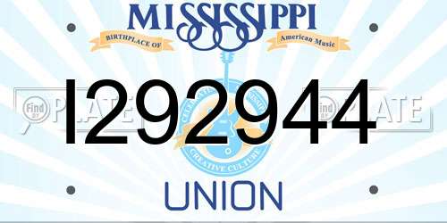 I292944 Mississippi License Plate