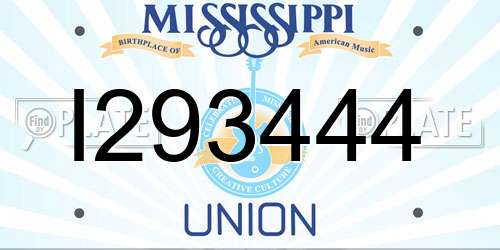 I293444 Mississippi License Plate