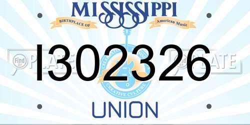 I302326 Mississippi License Plate